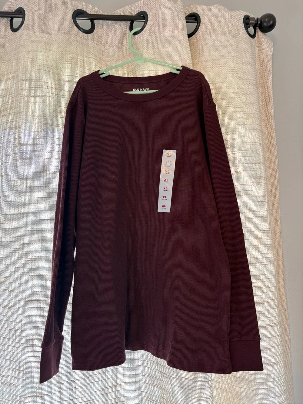 Old Navy Men's Waffle Knit Long Sleeve Tee - Wine